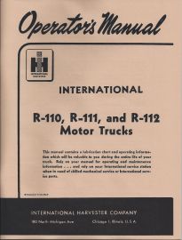 Operator's Manual for International R-110, R-111, R-112 Series Truck