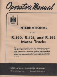 Operator's Manual for International R-120, R-121, R-122 Series Truck