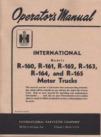Operator's Manual for International R-160, R-161, R-162, R-163, R-164, R-165 SeriesTruck