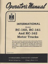 Operator's Manual for International RC-160, RC-161, RC-162 Series Truck