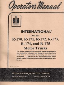 Operator's Manual for International R-170, R-171, R-172, R-173, R-174, R-175 Series Truck