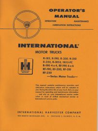 Operator's Manual for International R-185, R-190, R-200, R-210, R-220, R-1853, 1853-FC & More