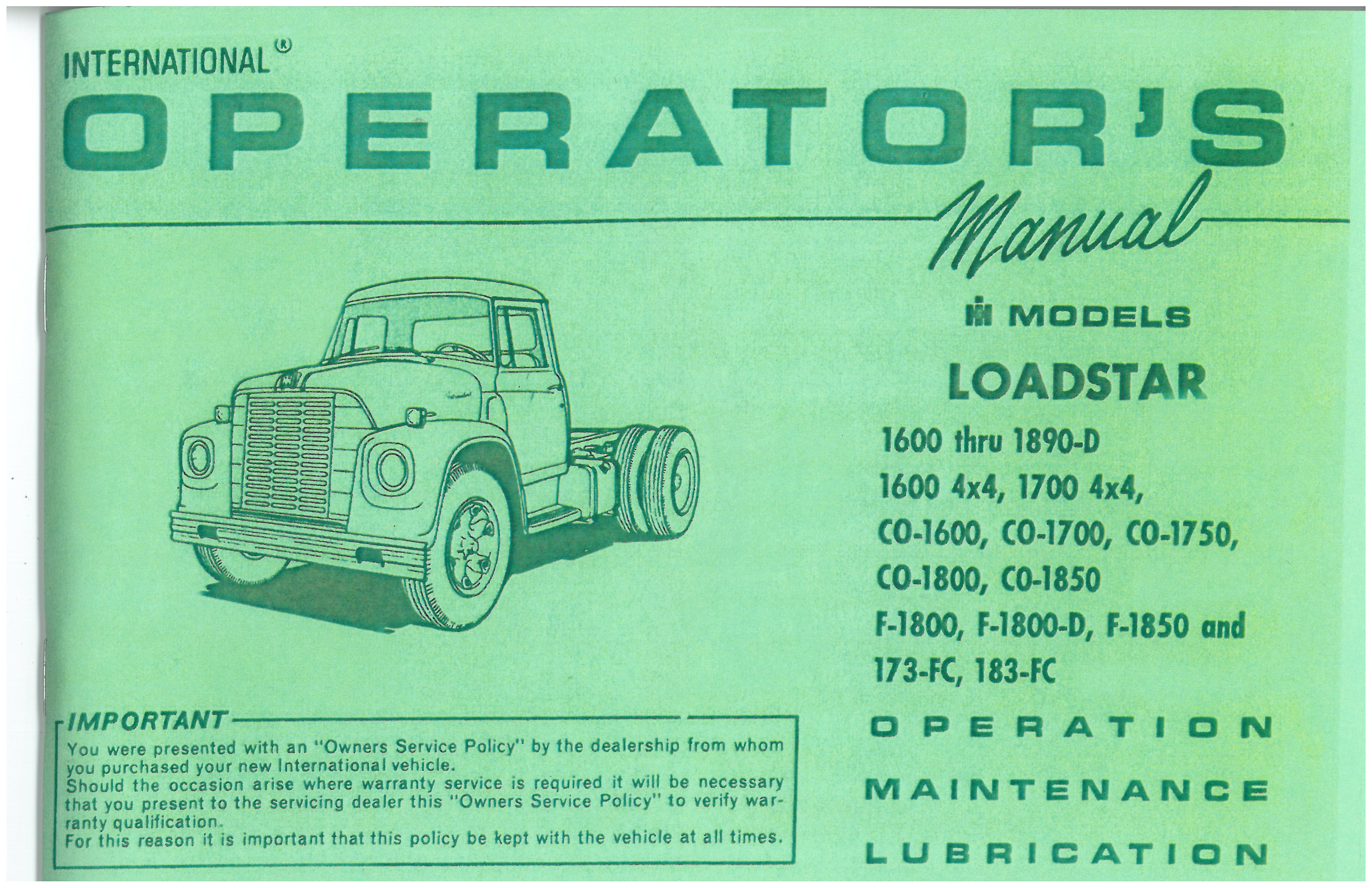 Binder Books: Operator's Manual for 1962-71 International Loadstar