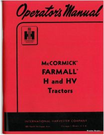 Operators Manual for McCormick Farmall H and HV Tractor