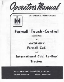 Operator's Manual for Farmall Touch Control on McCormick Farmall Cub