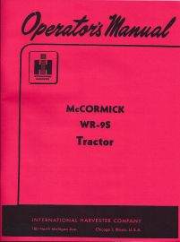 Operators Manual for McCormick WR-9S Tractor