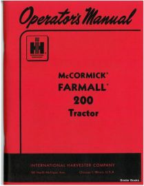 Operators Manual for McCormick Farmall 200 Tractor