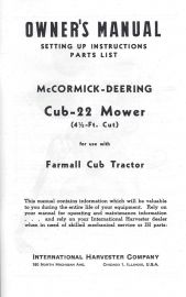 Owner's Manual for McCormick-Deering Cub-22 Mower
