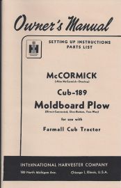 Owner's Manual for McCormick Cub 189 Direct Connected, One Bottom, Two-Way Moldboard Plow