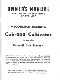 Owner's Manual for McCormick-Deering Cub 252 Cultivator