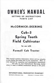 Owner's Manual for McCormick-Deering Cub-3 Spring Tooth Field Cultivator