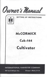 Owner's Manual for McCormick Cub-144 Cultivator