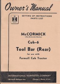 Owner's Manual for McCormick Cub-6 Rear Tool Bar