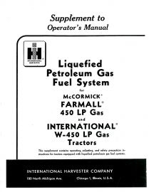 Operators Manual Supplement for McCormick Farmall 450 & International W-450 Tractor w/ LP Fuel