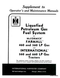 Operators Manual Supplement for McCormick Farmall 460, 560 & International 560, 660 Tractor w/ LP