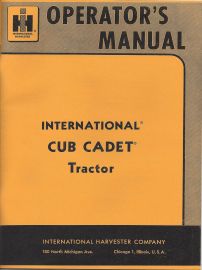 Operators Manual for Original IH Cub Cadet Tractor