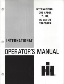 Operators Manual for 1965-1967 IH Cub Cadet 71, 102, 122 & 123 Tractors