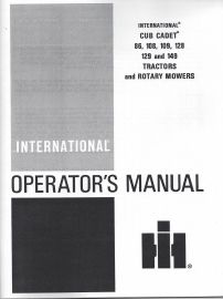 Operators Manual for International Cub Cadet 86, 108, 109, 128, 129 & 149 Tractors & Rotary Mowers