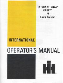 Operators Manual for International Cadet 76 Lawn Tractor