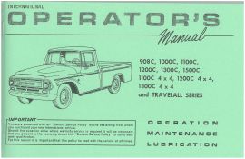 Operator's Manual for 1968 International Model 908C to 1500C Including 4X4 Pickup & Travelall