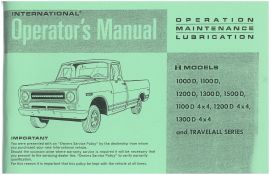 Operator's Manual for 1969-70 International Model 1000D to 1500D Including 4x4 Pickup