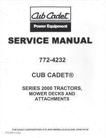 Service Manual for Cub Cadet Series 2000 Tractors, Mower Decks & Attachments