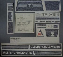 Allis Chalmers Model B-112 Restoration Decal Set - Vinyl