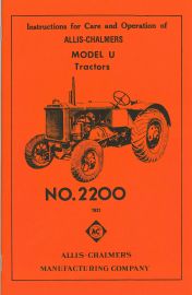 Instructions for Care & Operation for Allis-Chalmers Model U Tractor