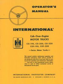 Operator's Manual for International CO-190, 200, 220, COF-190, 200 Truck