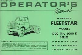 Operator's Manual for 1962-72 IH Truck Models 1900, 1950, 2000D Fleetstar