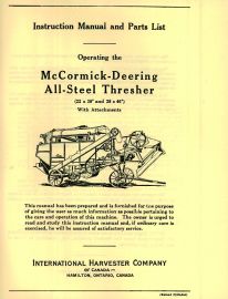 Instruction Manual for Operating McCormick-Deering All-Steel Thresher, 22 x 38" and 28 x 46"