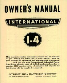 Owners Manual for International I-4 Tractor