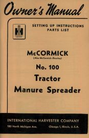 Owners Manual for McCormick No. 100 Tractor Manure Spreader