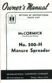 Owners Manual for McCormick-Deering No. 200-H Horse Drawn Manure Spreader