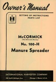 Owners Manual for McCormick-Deering No. 100-H Horse Drawn Manure Spreader