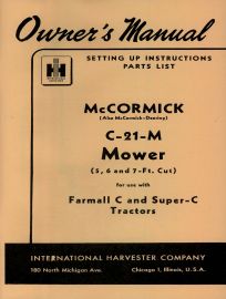 Owners Manual for McCormick C-21-M Mower