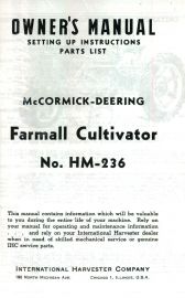 Owners Manual for McCormick-Deering Farmall Two-Row Cultivator HM-236