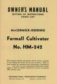 Owners Manual for HM-242 McCormick-Deering Farmall Cultivator