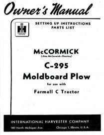 Owners Manual for McCormick C-295 Two-Bottom Moldboard Plow