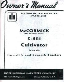 Owners Manual for McCormick C-254 Two-Row Cultivator for Farmall C and Super C