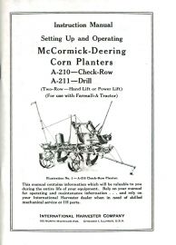 Instruction Manual for McCormick-Deering A-210 & A-211 Two-Row Corn Planters