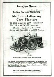 Instruction Manual for H-210, M-210, H-211, & M-211 McCormick-Deering Two-Row Corn Planters