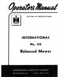 Operators Manual for International No. 110 Balanced Mid-Mount Mower