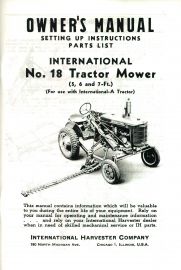 Owners Manual for International No. 18 Tractor Mower used with International A Tractors