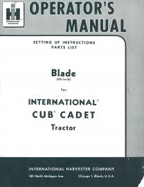 Operators Manual for 42" Blade Used on Original Cub Cadet Models