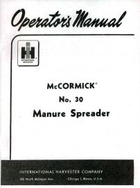 Operators Manual for McCormick No. 30 Manure Spreader