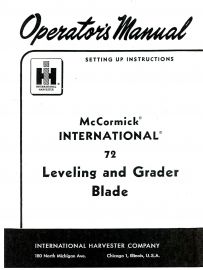 Operator's Manual for McCormick International No. 72 Blade Used with 230, 240 & 404 Tractors