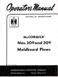 Operators Manual for McCormick Nos. 209 and 309 Moldboard Plows