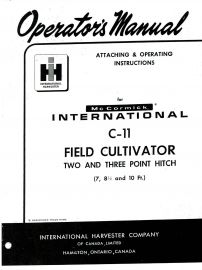 Operators Manual for McCormick International C-11 Field Cultivator for Two and Three-Point Hitch