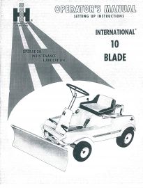 Operators Manual for International #10 Blade Used on Cadet 60 Riding Mowers